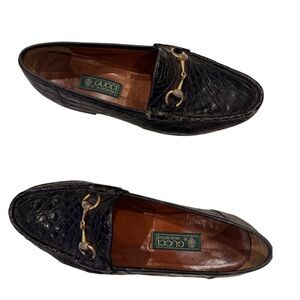 Gucci Black Crocodile Leather Loafers for Men
